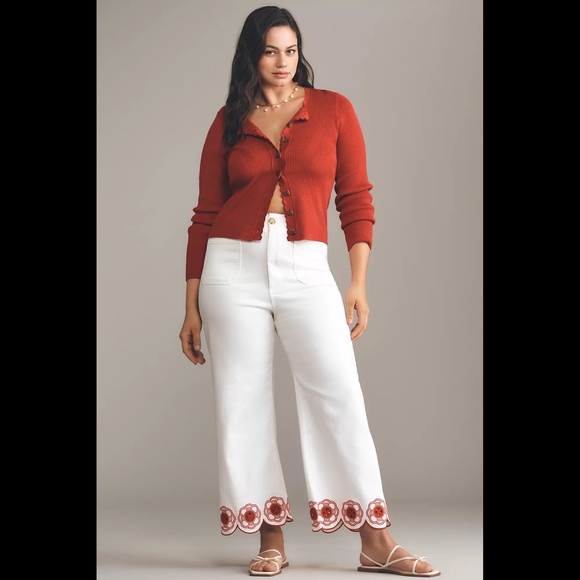 Anthropologie The Colette Scallop-Hem Crop Wide-Leg Jeans by Maeve - Picture 2 of 16